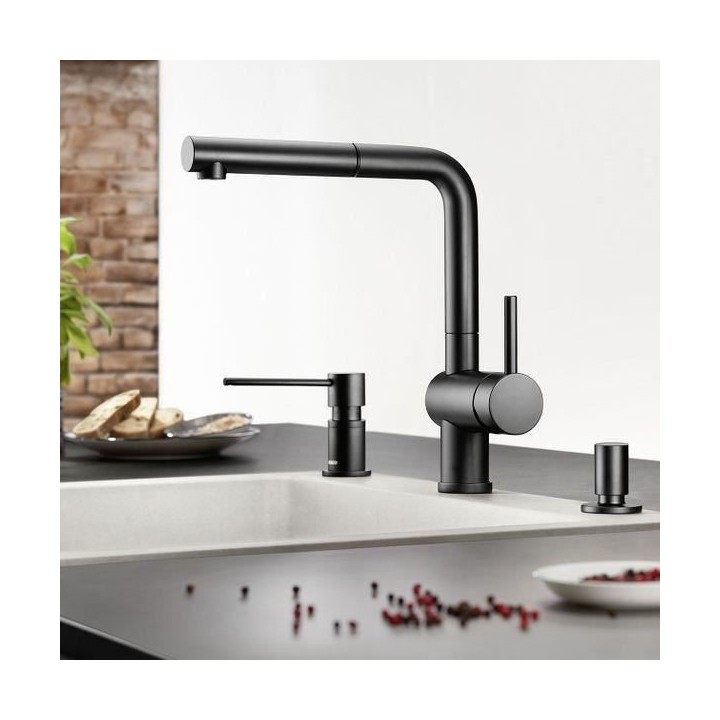 Mitigeur, robinet cuisine, bec orientable 140ø, douchette exctractibl