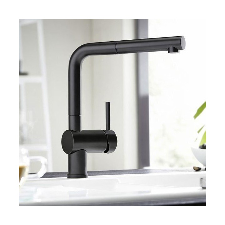 Mitigeur, robinet cuisine, bec orientable 140ø, douchette exctractibl