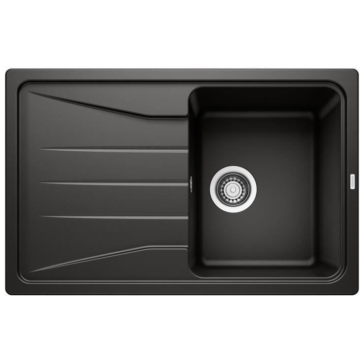 Evier cuisine Silgranit© noir 78 x 50 cm, a encastrer, 1 cuve égoutt