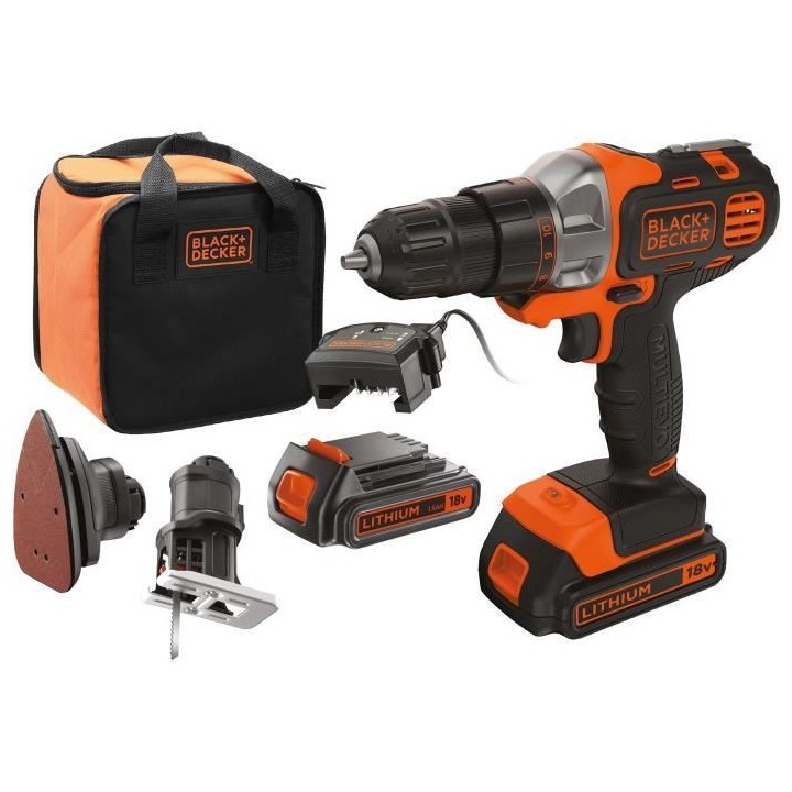Coffret Perceuse-visseuse Multievo 18V BLACK+DECKER (2 batteries 1,5 A