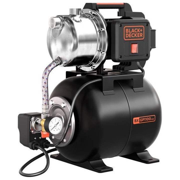 BLACK + DECKER - Pompe Auto-Amorçante 1100 W avec cuve Aspirateur - a