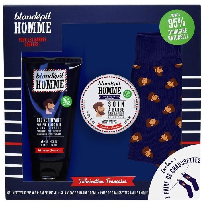 BLONDEPIL HOMME Coffret Gel nettoyant + Soin a barbe + Paire de chauss