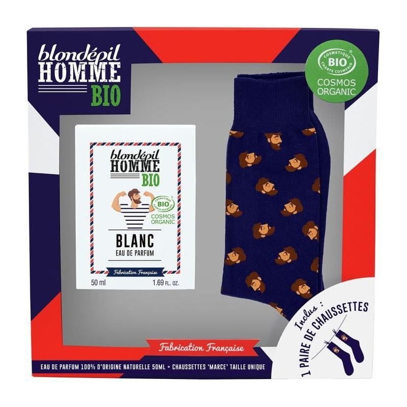 BLONDEPIL HOMME Coffret Bio Cosmos Eau de parfum Blanc + Paire de chaussettes