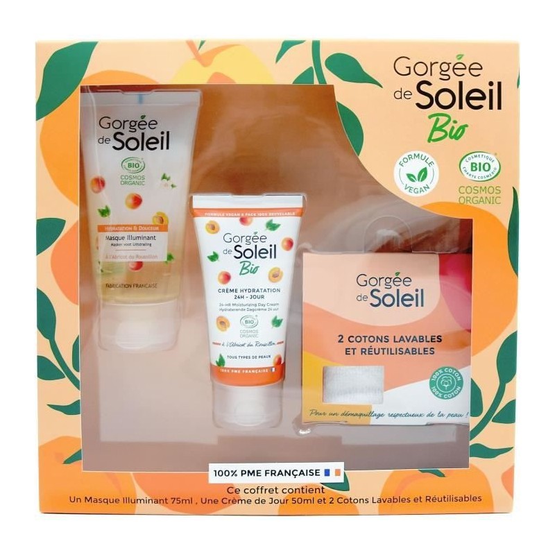 GORGEE DE SOLEIL Coffret Bio Masque Illuminant + Creme de jour + 2 Carrés demaquillants