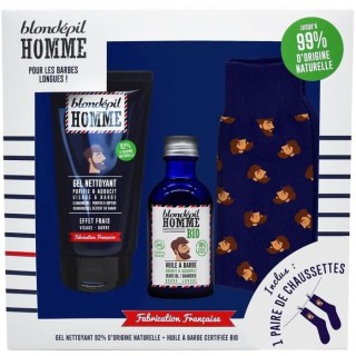 BLONDEPIL HOMME Coffret Gel nettoyant Naturel + Huile Bio + Paire de c
