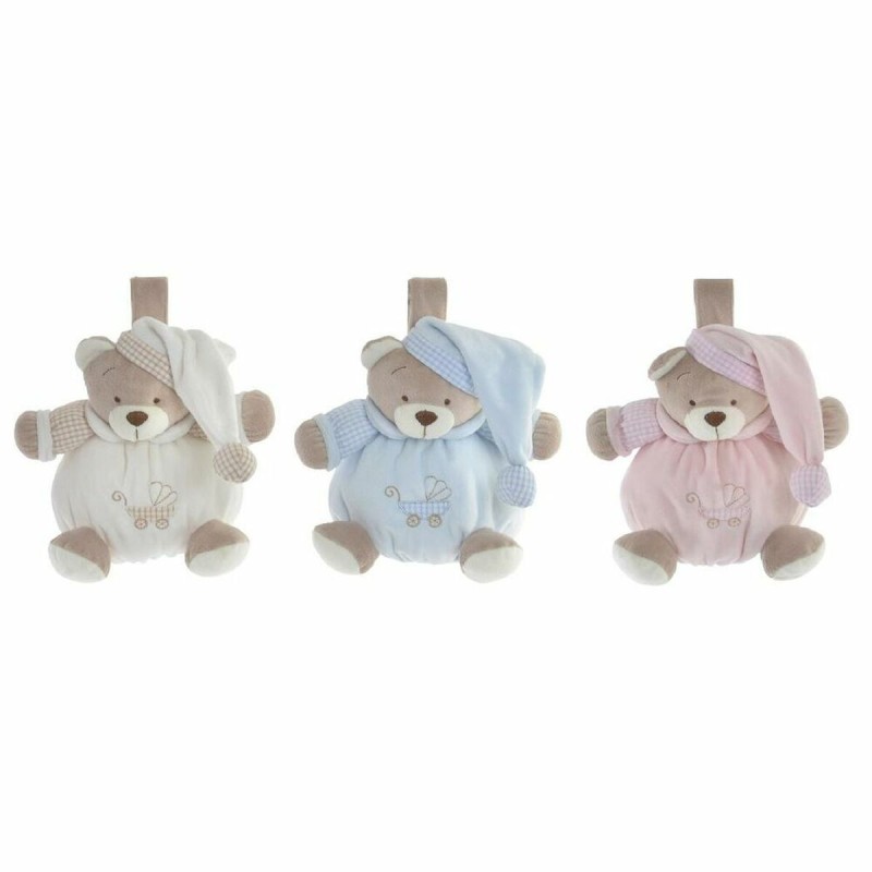 Ours en peluche DKD Home Decor Beige Bleu ciel Rose clair Musical Enfant Ours 13 x 12 x 20 cm (3 Pièces)