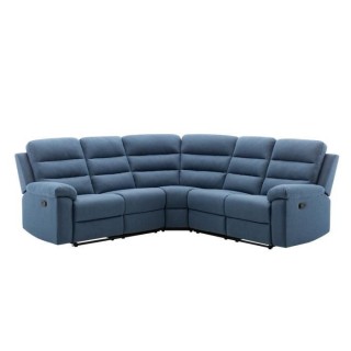 Canapé d'angle relax manuel 5/6 places - AUGUST - Tissu Bleu - L 211