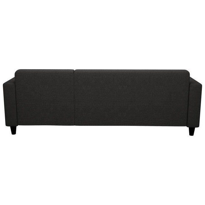 Canapé d'angle fixe 3 places BOB - Tissu Anthracite - Banc - L 197 x