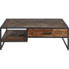 Table basse - En Acacia + Pieds métal - 1 tiroir - L 120 x P 70 x H 40 cm - HUDSON