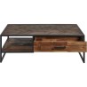 Table basse - En Acacia + Pieds métal - 1 tiroir - L 120 x P 70 x H 40 cm - HUDSON