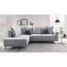 Canapé d'angle gauche convertible - Tissu gris clair - Contemporain - L 252 x P 215 x H 90 cm - MOLA