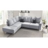 Canapé d'angle gauche convertible - Tissu gris clair - Contemporain - L 252 x P 215 x H 90 cm - MOLA