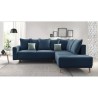 Canapé d'angle droit convertible - 5 places - Tissu Bleu navy - Contemporain - L 252 x P 215 x H 90 cm - MOLA