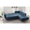 Canapé d'angle droit convertible - 5 places - Tissu Bleu navy - Contemporain - L 252 x P 215 x H 90 cm - MOLA