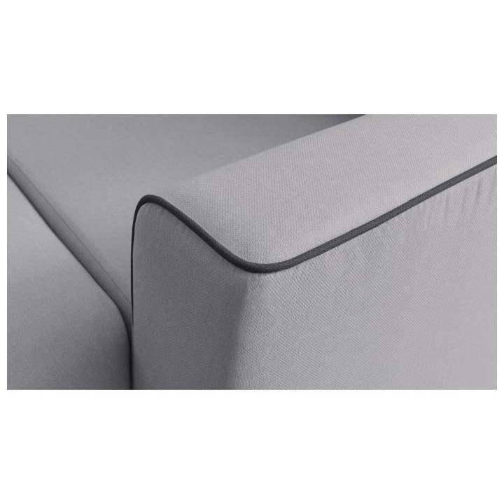 Canapé d'angle droit panoramique convertible - 7 places - Tissu Gris