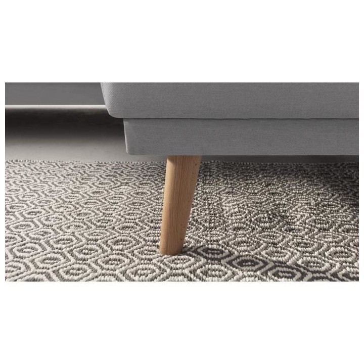 Canapé d'angle droit panoramique convertible - 7 places - Tissu Gris