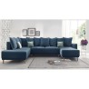 BOBOCHIC Canapé d'angle droit panoramique convertible - Tissu Bleu Navy - L 324 x P 215 x H 90 cm - MOLA