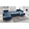 BOBOCHIC Canapé d'angle droit panoramique convertible - Tissu Bleu Navy - L 324 x P 215 x H 90 cm - MOLA