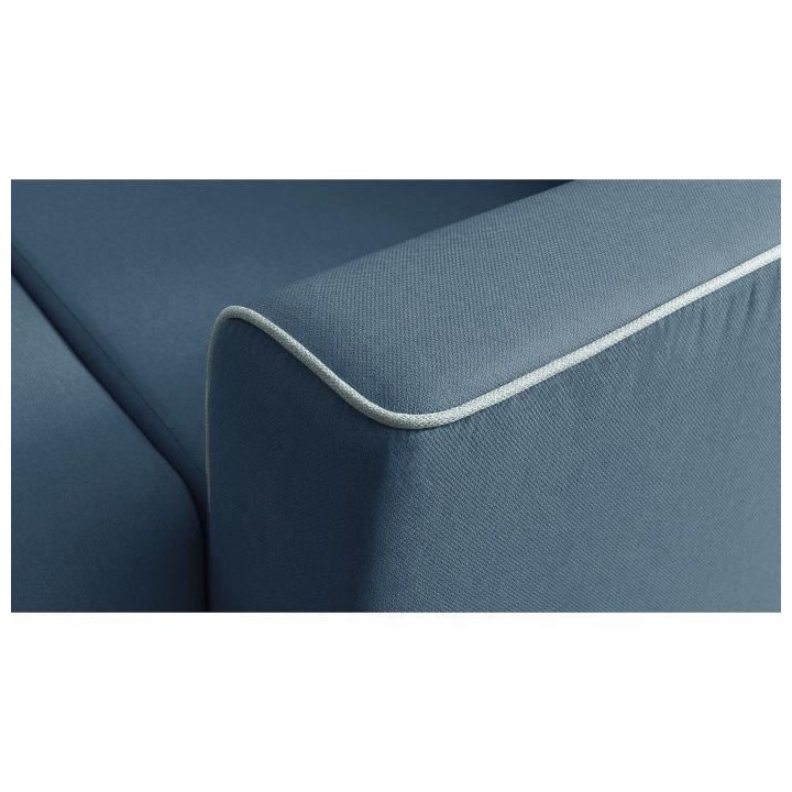 BOBOCHIC Canapé d'angle droit panoramique convertible - Tissu Bleu Na