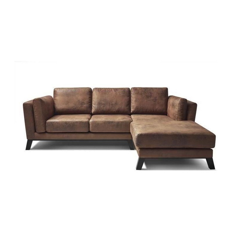 Canapé d'angle droit - 4 places - Tissu Marron clair - Contemporain - L 242 x P 170 x H 84 cm - SEATTLE