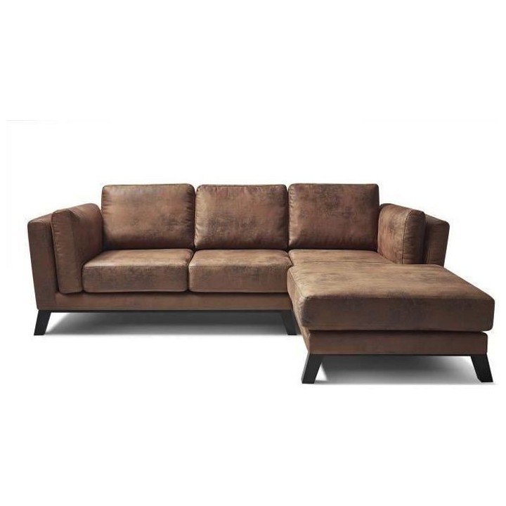 Canapé d'angle droit - 4 places - Tissu Marron clair - Contemporain -
