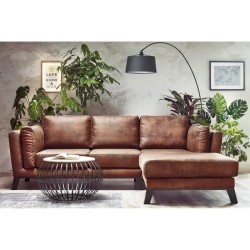 Canapé d'angle droit - 4 places - Tissu Marron clair - Contemporain - L 242 x P 170 x H 84 cm - SEATTLE