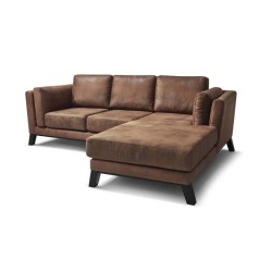 Canapé d'angle droit - 4 places - Tissu Marron clair - Contemporain - L 242 x P 170 x H 84 cm - SEATTLE