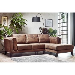 Canapé d'angle droit - 4 places - Tissu Marron clair - Contemporain - L 242 x P 170 x H 84 cm - SEATTLE