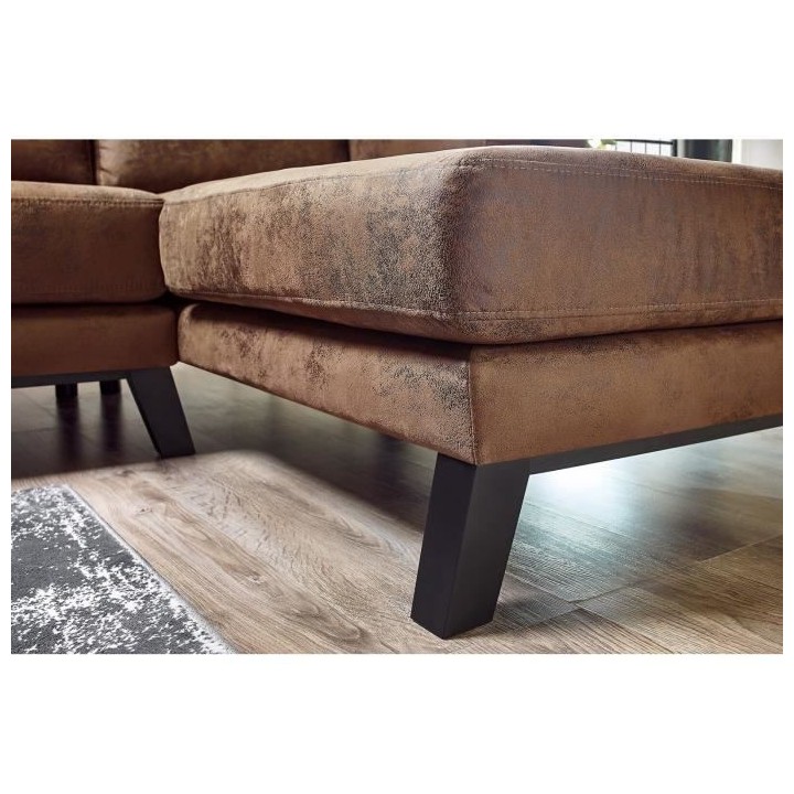 Canapé d'angle droit - 4 places - Tissu Marron clair - Contemporain -