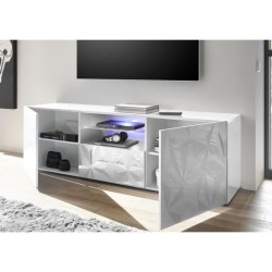 Meuble TV - Blanc Laqué brillant - L 181 x P 43 x H 57cm - PARIGI