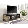 Meuble TV - Noir/Bois Vintage - L 156 x P 51 x H 50 cm - 2 portes - MANTOVA