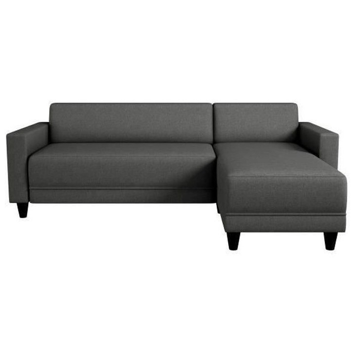 Canapé d'angle réversible 3 places BOB - Tissu gris anthracite - Con