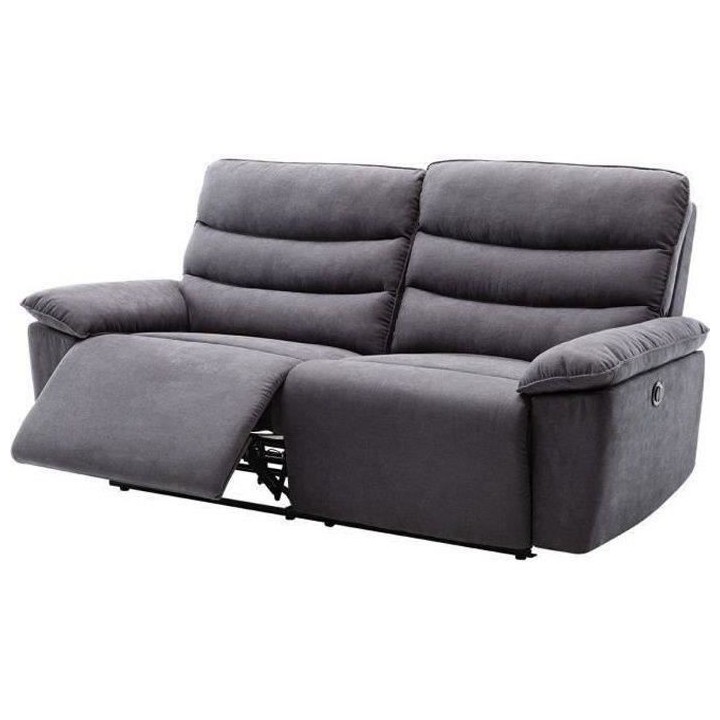 Canapé relax électrique 3 places - BLAKE - Tissu Gris - L 206 x P 96