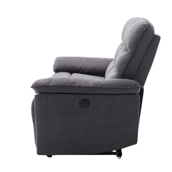 Canapé relax électrique 3 places - BLAKE - Tissu Gris - L 206 x P 96