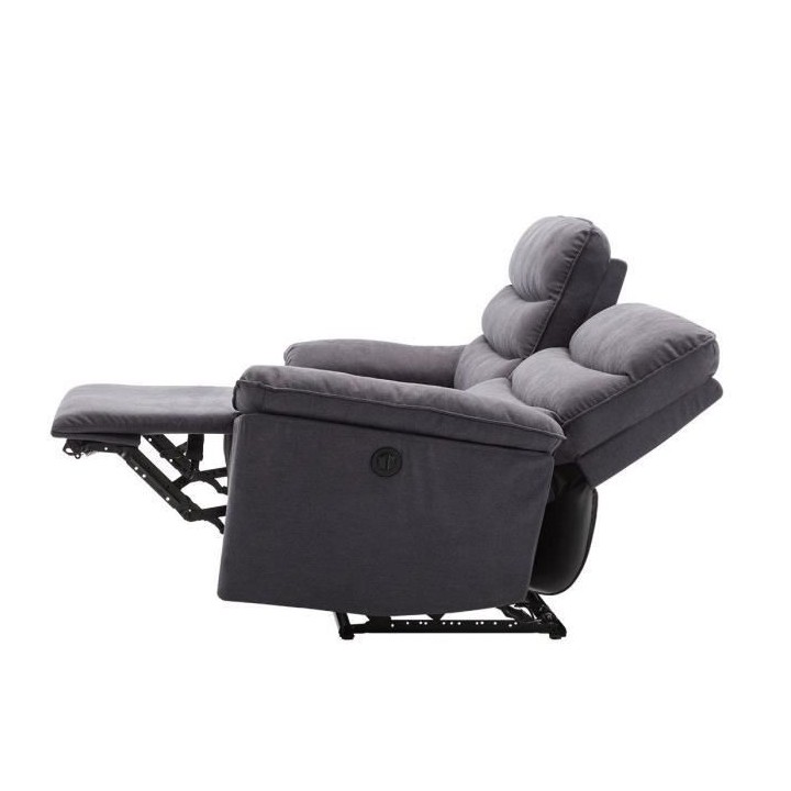 Canapé relax électrique 3 places - BLAKE - Tissu Gris - L 206 x P 96