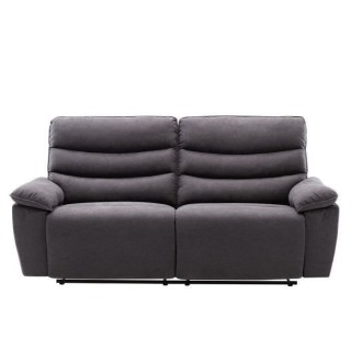 Canapé 3 places relaxation manuelle - Tissu gris - L 215 x P 102 x H
