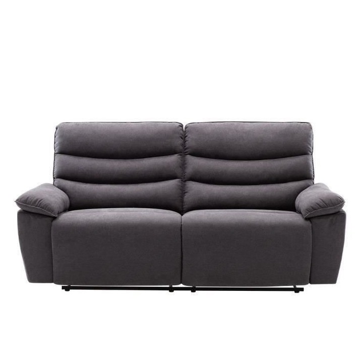 Canapé 3 places relaxation manuelle - Tissu gris - L 215 x P 102 x H