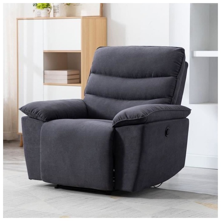 Fauteuil relax électrique - BLAKE - Tissu gris foncé - L 108 x P 96