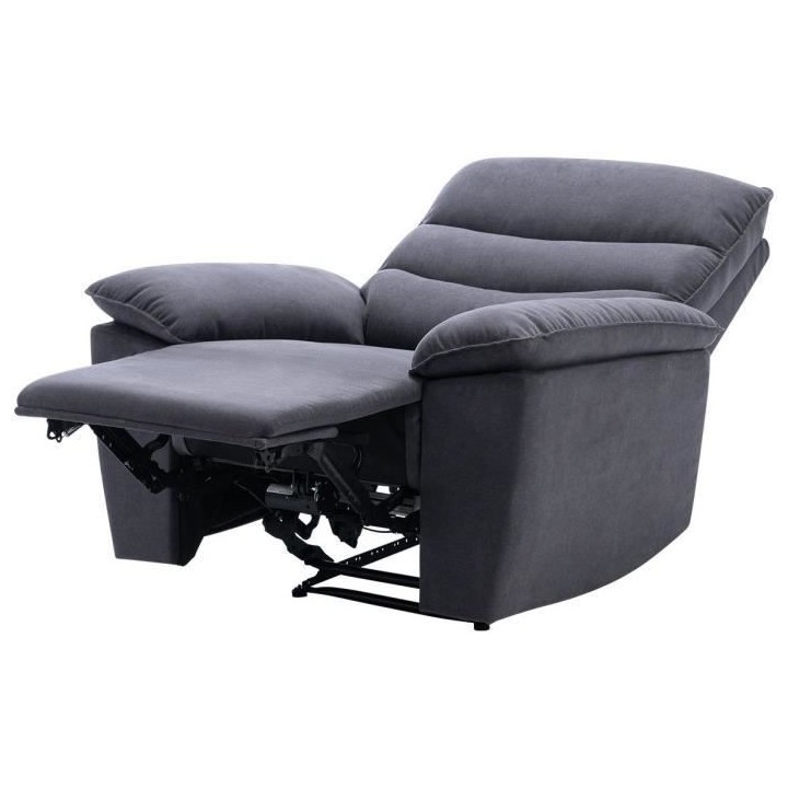 Fauteuil relax électrique - BLAKE - Tissu gris foncé - L 108 x P 96