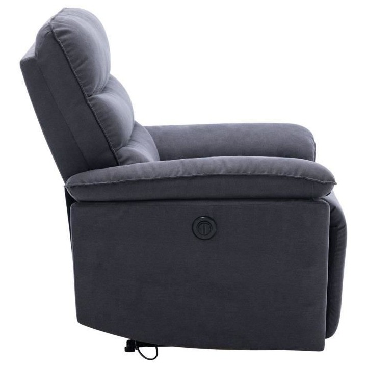 Fauteuil relax électrique - BLAKE - Tissu gris foncé - L 108 x P 96