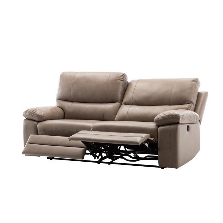 Canapé relax électrique - 3 places - DUSTIN - Simili beige - L 201 x