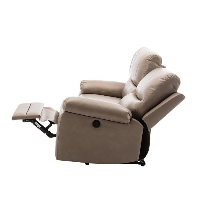Canapé relax électrique - 3 places - DUSTIN - Simili beige - L 201 x