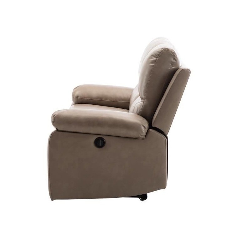 Canapé relax électrique - 3 places - DUSTIN - Simili beige - L 201 x