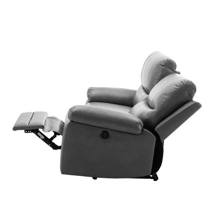 Canapé relax électrique - 3 places - DUSTIN - Simili gris - L 201 x