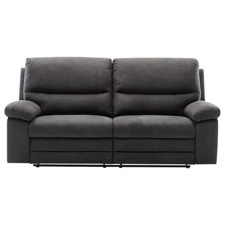 Canapé 3 places relaxation manuelle - Tissu Gris - L 201 x P 158 x H