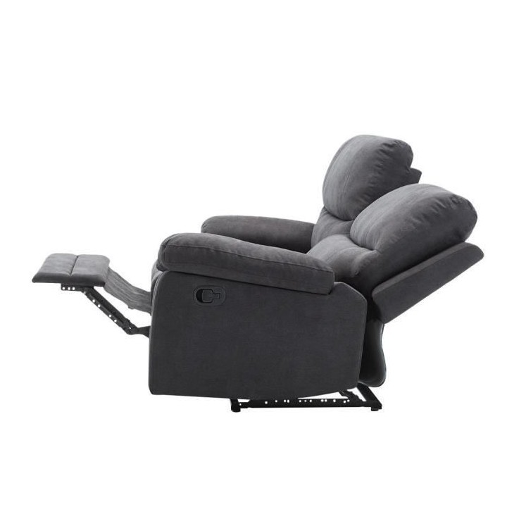 Canapé 3 places relaxation manuelle - Tissu Gris - L 201 x P 158 x H