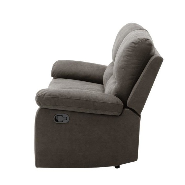 Canapé 3 places avec 2 assises de relaxation manuels - Tissu marron -