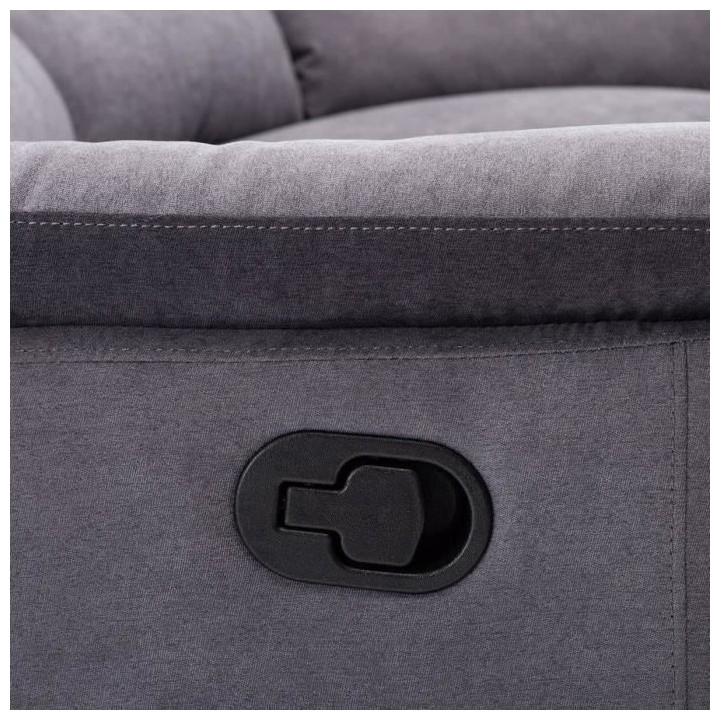Canapé d'angle - 2 places relax manuels - Tissu gris - L 260 x P 55 x