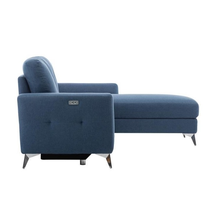 Canapé d'angle droit avec 1 place relax électrique + coffre et port