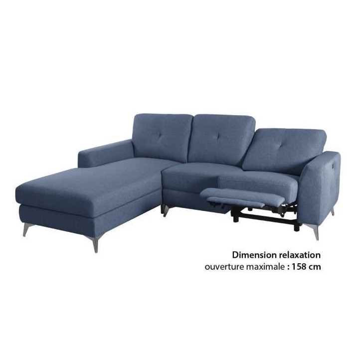 Canapé d'angle gauche relax électrique - 3 places - FRANKLIN - Tissu